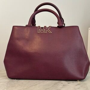 MICHAEL Michael Kors Brown Satchel with Gold Accents